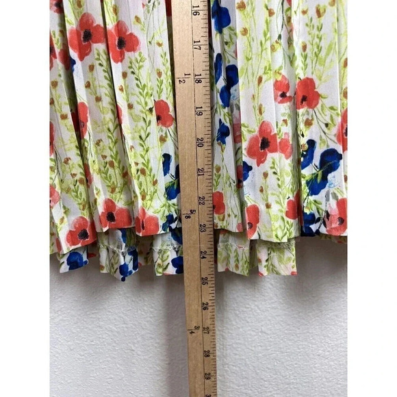 Baraschi Women Green Casual Pleated Floral Dress M anthropologie - Picture 3 of 5